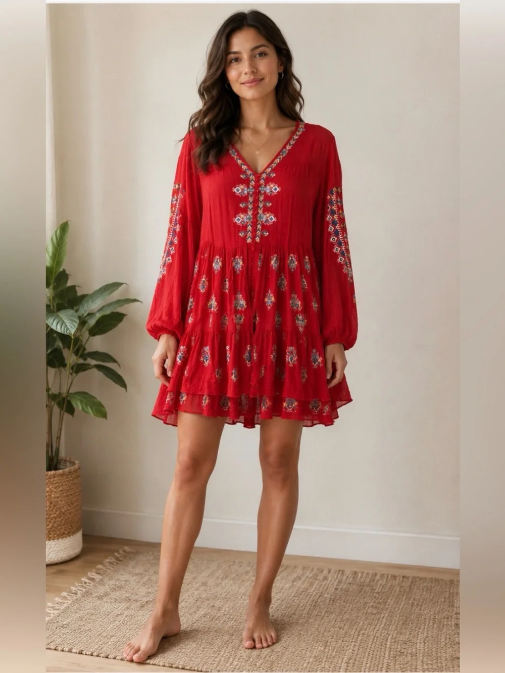 free people red mini dress Sequin Lace (Sz6) The Thrifty Hippy Partially lined Free People | Dresses |